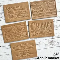 543　革タグ　レザータグ　英字タグ　ビンテージ　アメリカン　5枚セット