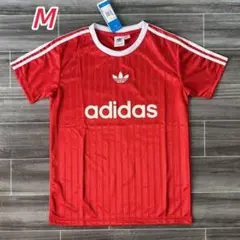 adidas 半袖 Tシャツ レッド スポーツ 上着 丸首 M
