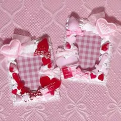 ペア ホイップデコ トレカケース 量産型 赤ピンク いちごりぼん ♪