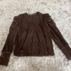 ブラウン パフスリーブ 長袖シャツ