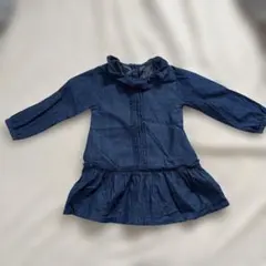デニムブルー 長袖ワンピース　100センチ