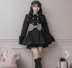 LIZLISA リズリサ ダブルリボンニットファーポンチョ ブラック 黒