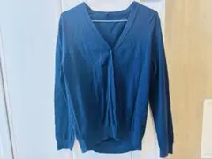 ネイビー　Vカーディガン　XL