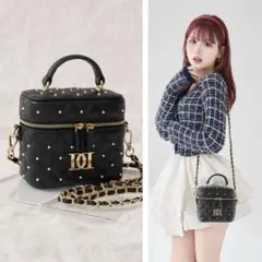 Darich 【ゴールドパーツ】キルティングパールスクエアミニバッグ　BLK