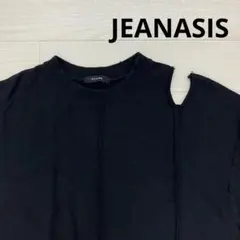 JEANASIS ジーナシス ダメージ加工 半袖Ｔシャツ 黒 Ｆ
