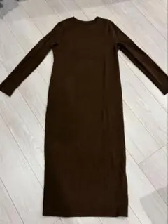 長袖 ロングワンピース ブラウン Mサイズ