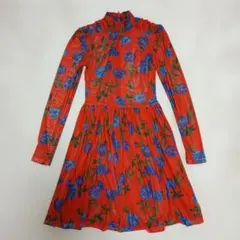 海外ブランド 花柄長袖Aラインワンピース