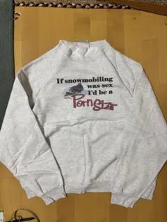 プリント スウェット グレー クルーネック