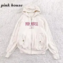 PINK HOUSE 厚手ロゴジップパーカー M オフホワイト
