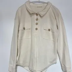 値下げ歓迎 リブニット ヘンリーネック プルオーバー S アイボリー