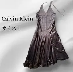 ck カルバンクライン ベロア ワンピース ドレス 黒 結婚式 パーティ