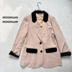 【minimum minimum】M 黒バイカラージャケット　ピンクベージュ