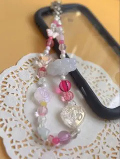 カラフルビーズ携帯ストラップ