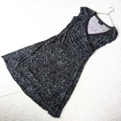 美品 BCBGMAXAZRIA カシュクールワンピース ペイズリー柄 M 茶 青のサムネイル
