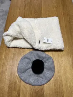 SISTER JENNI ポンポン付きベレー帽 ふわふわマフラーセット