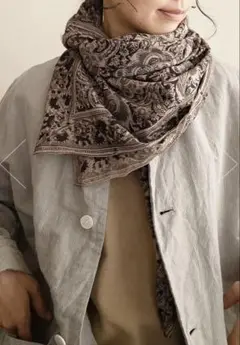 bunai×tone ボタニカルブロックプリントスクエアストール