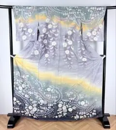 訪問着 桐屋翠山工房 徳永憲峯 美しい辻が花絞り 金通し 枯草色 K-4135