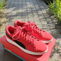 PUMA スニーカー メンズ 赤 レッド ローカット シンプル 26.5cm