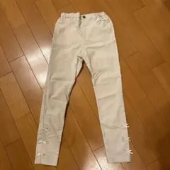 anyfam 150サイズ女児リボン付きベージュ長ズボン