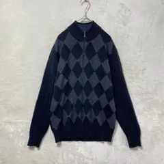 McGREGOR/ハーフジップセーター/M/ハイネック アーガイル柄 ブラック