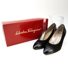 サルヴァトーレフェラガモ 6 1/2 パンプス 黒 保存箱付き/BD15