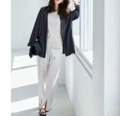 【iCB】ICB✴Unleash✴麻混✴ノーカラージャケット✴ベージュ✴サイズ6