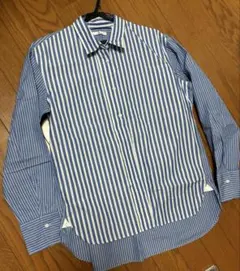 美品♪ユニクロ　ストライプシャツ　青×白　レディース　M
