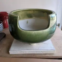風炉 織部 陶器 茶道 お点前 茶道具 敷板付 茶器/茶道具 風炉用敷板】 敷瓦（瓦板・陶板） 織部焼き又は黄