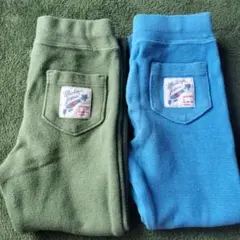 マーキーズのパンツ ポケット付きレギンス 95cm 緑と青の2色セット