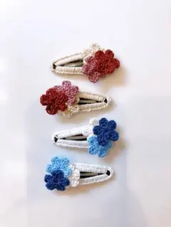 レース編みフラワーヘアピンセット♪パッチンピン、ヘアアクセサリー、ベビー、キッズ