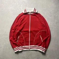 Euro vintageトラックジャケットレッド赤ジャージ短丈ハイネック古着