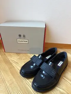 美品♪HUNTER リボン付きローファーレインブーツ