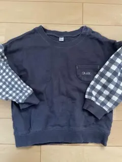 ネイビーチェック柄 トレーナー 100cm