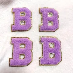 ワッペン レターパッチ アイロン 接着 シェニール文字 衣類 帽子 パープル
