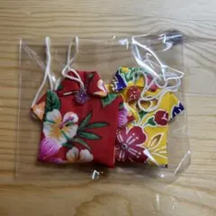 ハンドメイド 沖縄 お守り キーホルダー ストラップ かりゆしウェア 2点セット
