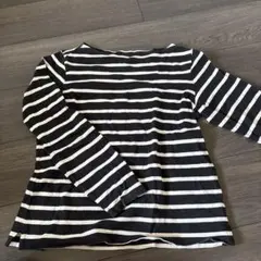 UNIQLO 長袖ボートネックTシャツ 黒白ストライプ