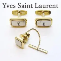 美品 Yves Saint Laurent カフリンクス ゴールド ホワイト