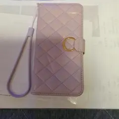 薄紫色 キルティング 手帳型ケースキズ有り
