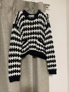 ZARA ネイビーとホワイト ストライプニット