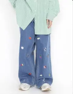 10thアニバーサリー フード総柄刺繍デニム☆ サイズ3のサムネイル