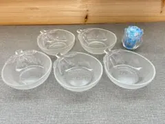 昭和レトロ 東洋ガラス 茄子小鉢5客 フロストガラスのサムネイル