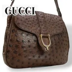 極美品GUCCI グッチ オーストリッチ エキゾチック ショルダーバッグ 