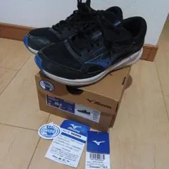 Mizuno スニーカー 25.0 WIDE ブラック/ブルー