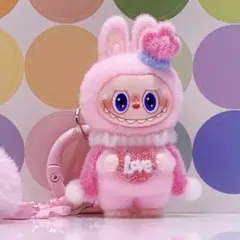 可愛いラブブぬいぐるみのキーホルダー♡王冠＆マント labubu ピンク１個