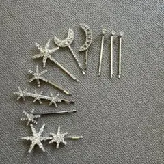 クリスタル星型・月型ヘアピンセット