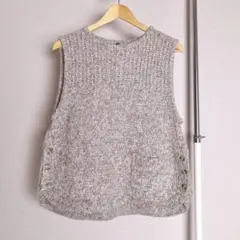 ニットベスト ミックスヤーン サイドボタン L ヴィンテージ