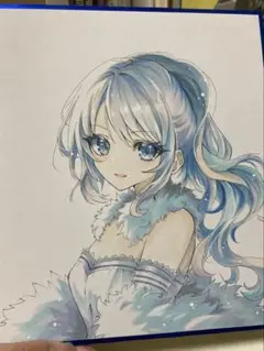 み*ん様 手描きイラスト オリジナル 色紙 アナログイラスト 女の子