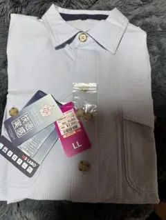 グレー・ライトブルー 長袖シャツ LLサイズ