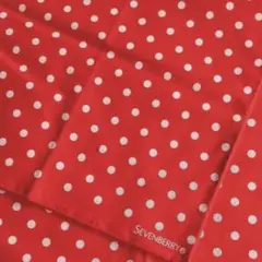 綿プリント生地　SEVENBERRY レッド ドット柄 水玉模様　50cm