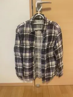 or Slow パープル系チェック 長袖シャツ サイズ2